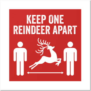 Keep One Reindeer Apart social distancing christmas Posters and Art